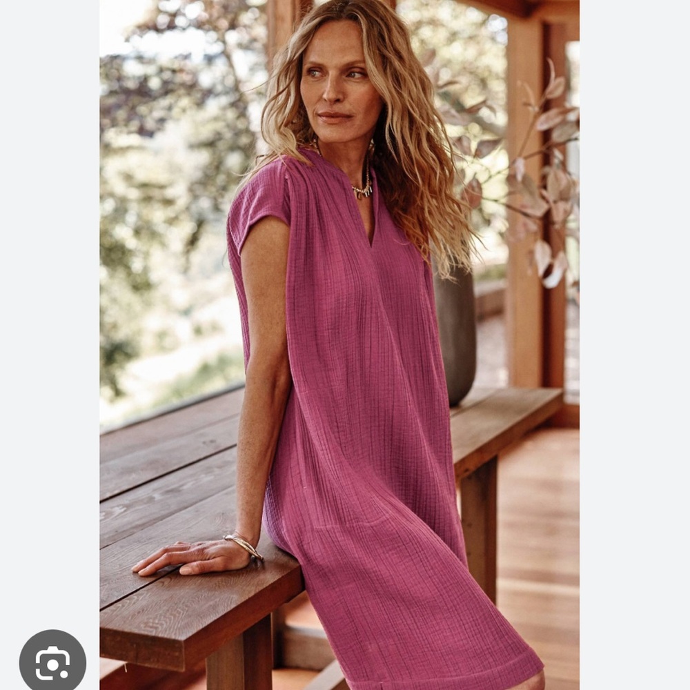 LAST CALL: Jjill Pure Jill Cotton-gauze Split-neck Dress Sm. SALE!! - Picture 2 of 7